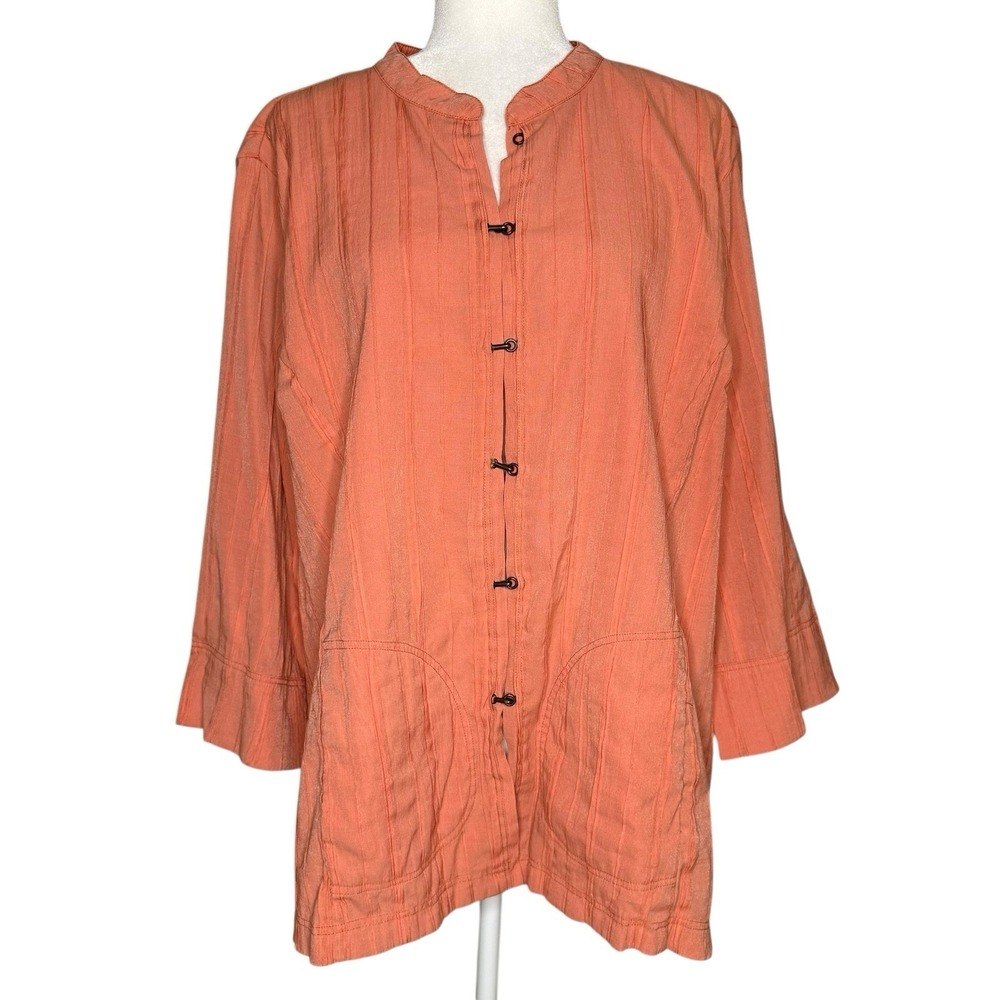 Citron Santa Monica 1X Blouse Top Button Shirt Bamboo Lagenlook Relaxed Fit